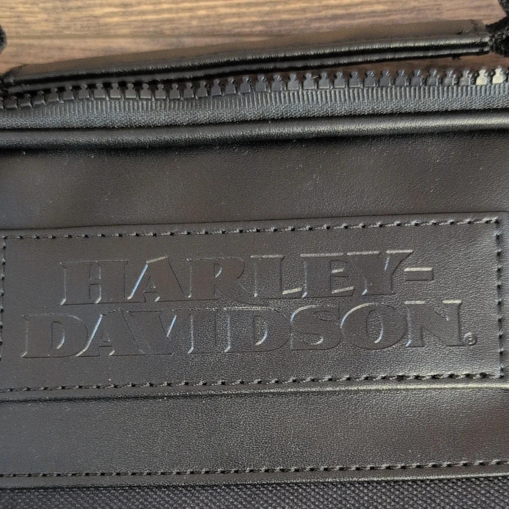 Harley Davidson Leather & Canvas Saddlebag Liner Double Zipper Tote Duffle x2